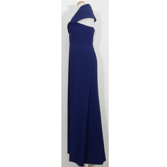 Blue Amalie Stretch Crepe Off the Shoulder Gown 8 - Picture 4 of 6